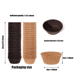 Set de moldes de papel antigrasa para muffins en marrón y natural, diámetro 11 cm