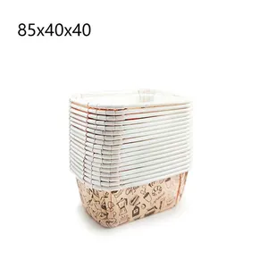 Detalle de moldes de papel para hornear en forma de bote con motivos de café, 85x40x40mm