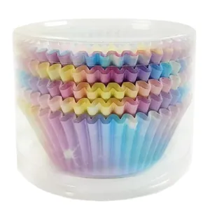 Caissettes à muffins arc-en-ciel en tube PVC, moules en papier dégradé pour pâtisserie