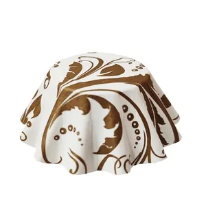 Patterned white muffin paper cups with vintage brown floral design for baking cakes