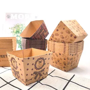 Pirottini quadrati in carta kraft per muffin con stampe assortite per cottura al forno