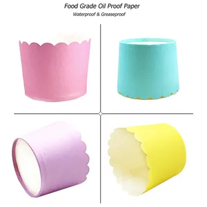 Moldes de papel de colores para muffins con bordes ondulados para hornear