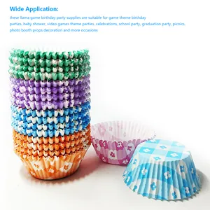 Colorful floral checkered cupcake liners in PVC storage tube for baking and party use