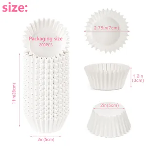 White Thickened Coated Paper Cupcake Liners Oil-Proof High Temperature Resistant Tasting Cups For Baking Muffin Cake