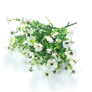 35 cm Künstlicher Eukalyptus und weißer Veilchenstrauß für moderne Heimdekoration