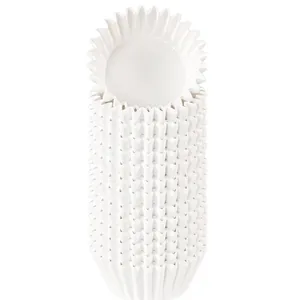 Pack of white thickened paper cupcake liners for baking and dessert tasting cups