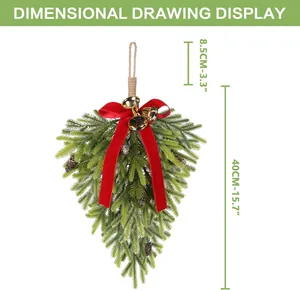 Disegno dimensionale per decorazione natalizia in pino Norfolk da 50cm con campane