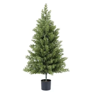 Artificial cedar tree in black pot, realistic indoor greenery for home garden decoration