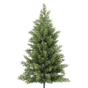 Detailed view of high-density dark green cedar foliage and realistic needle texture