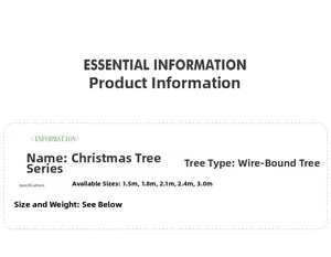Tableau détaillé des tailles de sapins de Noël de luxe allant de 1,5m à 3,0m de haut