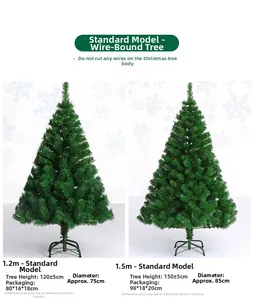 Comparaison de sapins de Noël artificiels de 1,2m et 1,5m avec supports métalliques stables