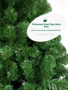 Détails des aiguilles en PVC haute densité et du tronc en acier épais pour sapin de Noël
