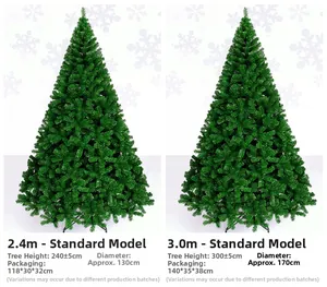 Comparaison de sapins de Noël artificiels de 2,4 m et 3,0 m avec supports métal