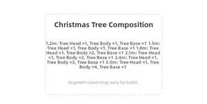 Guide des tailles de sapins de Noël avec le nombre de pièces pour modèles de 1,2m à 3,0m