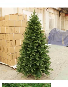 Detail of 150cm artificial PE mixed Christmas tree with green needles and metal stand