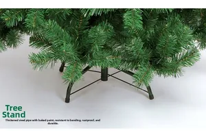 Détail du support de sapin de Noël en acier robuste avec aiguilles de pin vertes