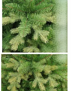Close-up of realistic PE mixed pine needles on high-quality artificial Christmas tree branches