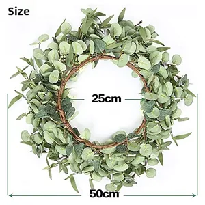 Detailed size chart of artificial eucalyptus wreath with 50cm outer diameter measurement