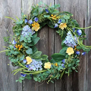 Artificial Phalaenopsis Orchid Wreath Easter Spring Summer Front Door Decoration Wall Hanging Farmhouse Floral Vine Garland Home Decor