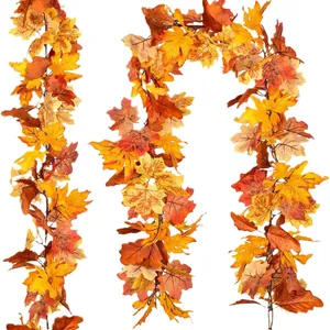 Vibrant autumn maple leaf garland hanging decoration for home and festive wedding parties
