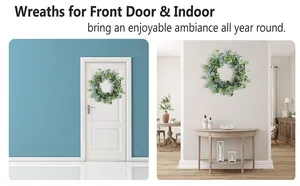 Artificial eucalyptus wreath for front door and indoor wall decoration in home setting
