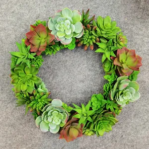 Artificial Succulent Wreath Spring Easter Front Door Farmhouse Wall Hanging Simulation Green Plant Home Party Decoration
