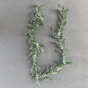 Artificial eucalyptus vine garland with frosted gray-green leaves for home wedding decor