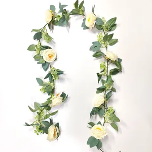 Kunstmatige Roos Camellia Bloem Rank Slinger Voor Bruiloft Huis Tuin Decor Simulatie Hangende Zijden Plant Slinger
