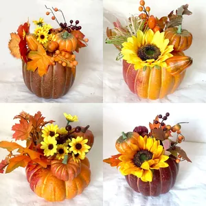 Künstliche Kürbis Dekoration Sonnenblume Ahornblatt Herbst Ernte Ornament Erntedankfest Halloween Home Tischdeko