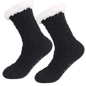 Chaussettes de Noël en tricot thermique avec doublure polaire et picots antidérapants