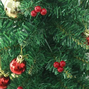 24-inch artificial tabletop Christmas tree with red berries and gold ornaments