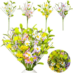 Tallos de Margaritas Artificiales de Tela de Seda Flores Silvestres Falsas Para Decoración de Casa Jardín Boda Fiesta Estilo Pastoral Arreglo Floral