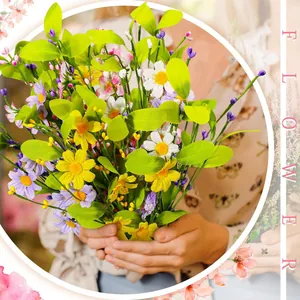 Ramo de margaritas artificiales con flores silvestres y bayas para decoración del hogar