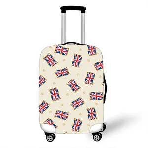 Suitcase cover with London style Union Jack and crown print on polyester fabric