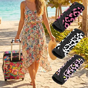 Leopard Print Luggage Handle Wrap Protector Soft Felt Cotton Linen Handle Cover For Suitcase Travel Bag Accessories
