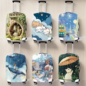 Elastic Suitcase Protector Cover Washable Luggage Dust Cover For 18-32 Inch Trolley Case Travel Accessories Polyester Suitcase Sleeve