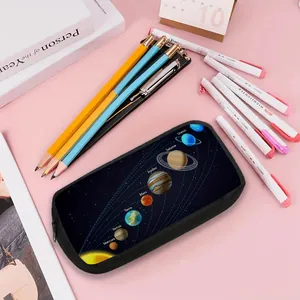 Space galaxy large capacity pencil case with solar system planets and metal zippers