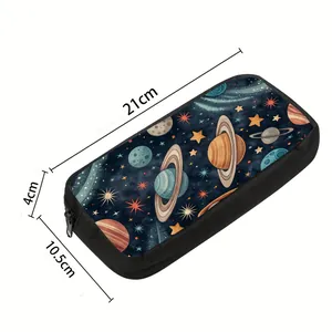 Space galaxy theme large capacity pencil case with universe planets pattern 21cm size