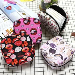 Mini Bolsa de Almacenamiento Portátil para Compresas Poliéster Cremallera Multifuncional Estuche para Maquillaje Labiales Mujer Viaje