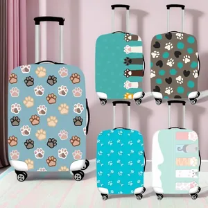 Elastic Luggage Cover Suitcase Protector Anti-Scratch Dustproof Travel Case Sleeve Cartoon Cat Paw Pattern 18-32 Inch