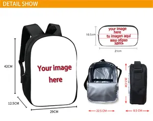 Schulrucksack-Set in Schwarz mit isolierter Lunchtasche und Federmappe inklusive Maßen