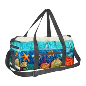 Bolso deportivo acolchado azul con estampado de estrella de mar y correa ajustable