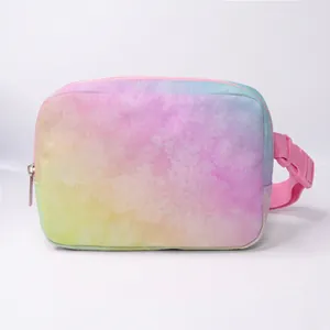 Damen Tie-Dye Farbverlauf Gürteltasche Leichte Polyester Bauchtasche Verstellbarer Gurt Brusttasche Für Reisen Casual Alltag