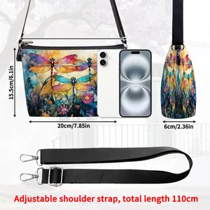 Dimensiones del bolso bandolera artístico con estampado de libélula y detalles