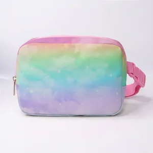 Bunte Batik-Gürteltasche mit Sternenmuster und verstellbarem rosa Gurt für Damen