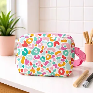 Sac Banane Femme Mode en Polyester Grande Capacité Sac de Poitrine Bandoulière Sangle Réglable Imprimé Voyage Extérieur