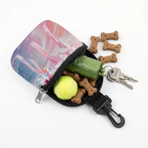 Pochette à friandises portable pour chien avec crochet et motif anime rose mignon