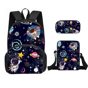 Kinder Cartoon Weltraum Astronaut Schulrucksack Umhängetasche Federmäppchen Trio Große Kapazität Schultasche Für Jungen Mädchen