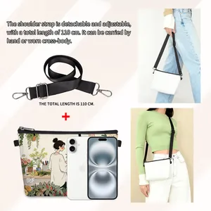 Felt illustration crossbody bag with adjustable strap and compact size for daily use