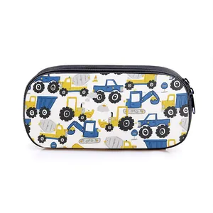 Trousse scolaire à motifs engins de chantier avec excavatrices et grande capacité